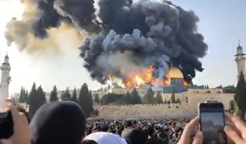 نشرت جماعة "أبناء جبل موريا" مقطع فيديو يحاكي إحراق المسجد الأقصى